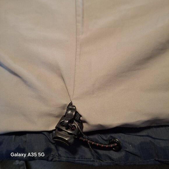 Down Filled Hawke & Co Mens Blue Puffer Jacket With Zipper & Button Closure Hood - Picture 14 of 14